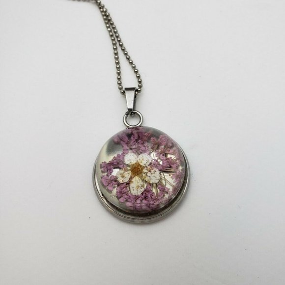 3 Pendants Art Glass Floral Purple & Green & Pink - Picture 3 of 8